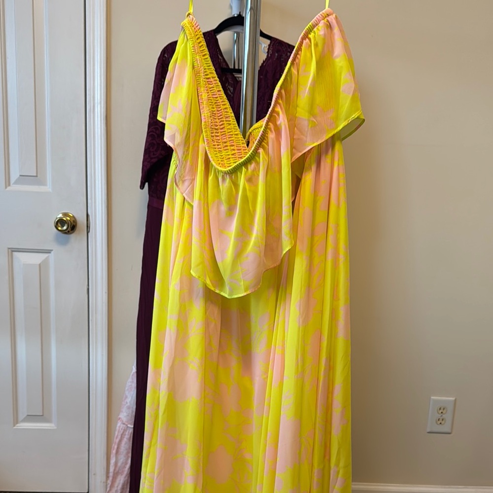 Yellow and Pink Floral Dress